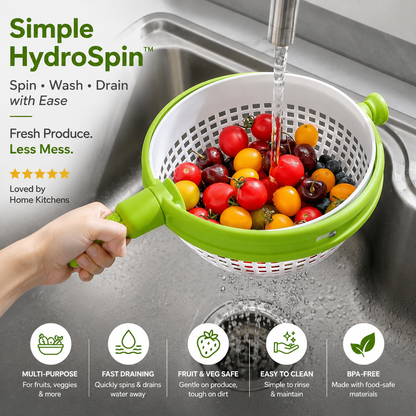 Simple HydroSpin |                  Rotating Fruit and Veggie Drainer